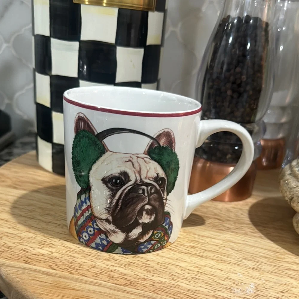 Williams Sonoma French Bulldog Mug with Colorful Design
